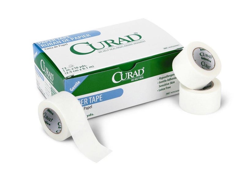 CURAD Paper Medical Adhesive Tape, 1 Inch x 10 Yards, Box of 12
